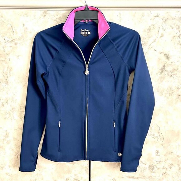 Lilly Pulitzer Luxletic Tennison Full-Zip Jacket; True Navy - Picture 1 of 12